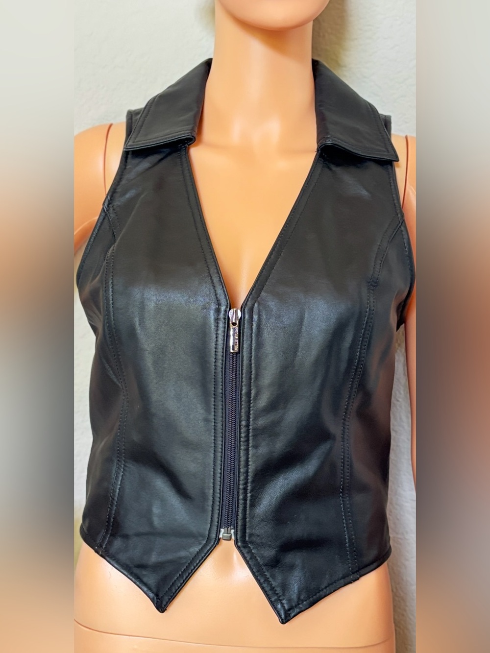 Wilsons Leather Pelle Studio Black Genuine Leather Vest Women S
